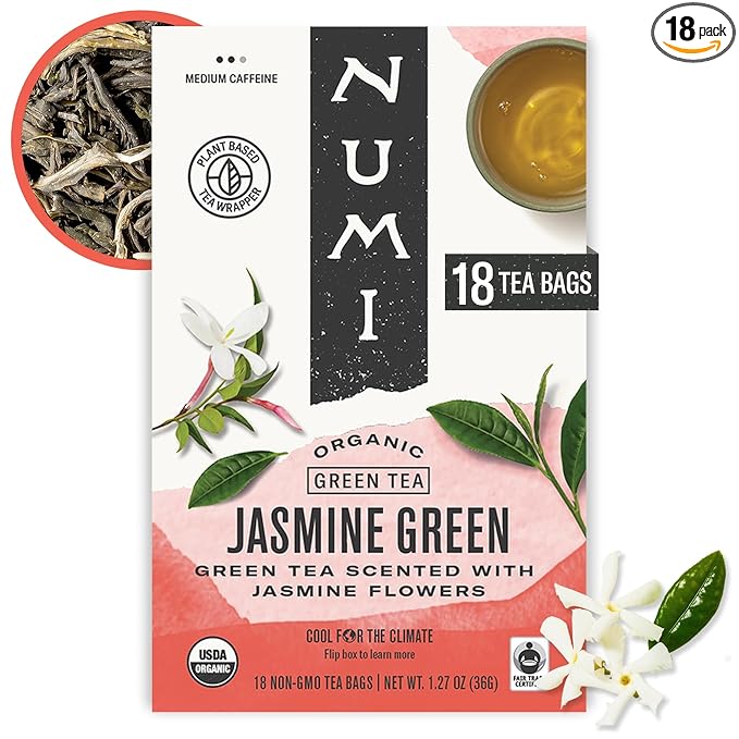 Numi Organic Green Tea with Jasmine, 18 Green Tea Bags