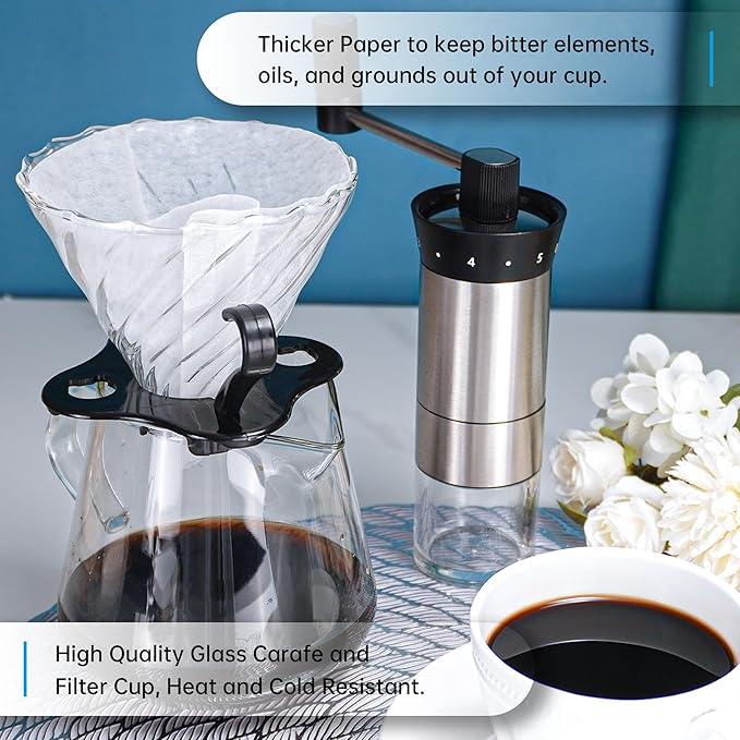 Pour Over Coffee Maker Set Includes Coffee Scale & Manual Coffee Grinder