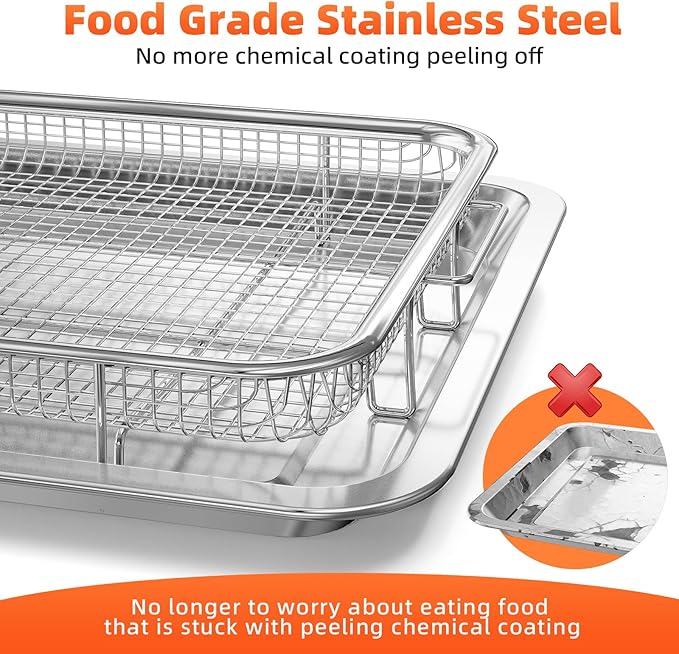 Air Fryer Basket for Oven,Oven Air Fryer Basket and Tray with Cooking Guide