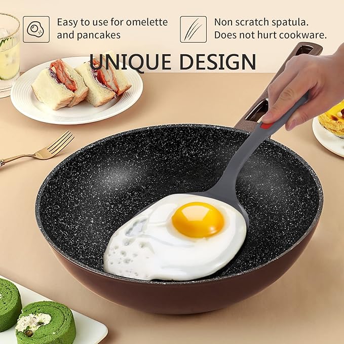 Hvanam Flexible Silicone Spatula Set For Nonstick Cookware Rubber Silicone Bpa-Free Heat Resistant Heavy Duty Kitchen Turner Large,Slotted Flipper And Small Spatulas For Egg Fish Pancake Cookie (Grey)