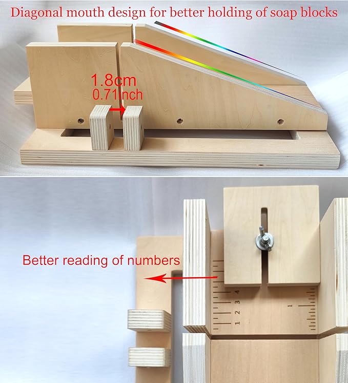 MDPQT Silicone soap molds -Soap Cutting Tool Set Wooden Bamboo (soap cutters for soap making loaf slicer), 001-wushu
