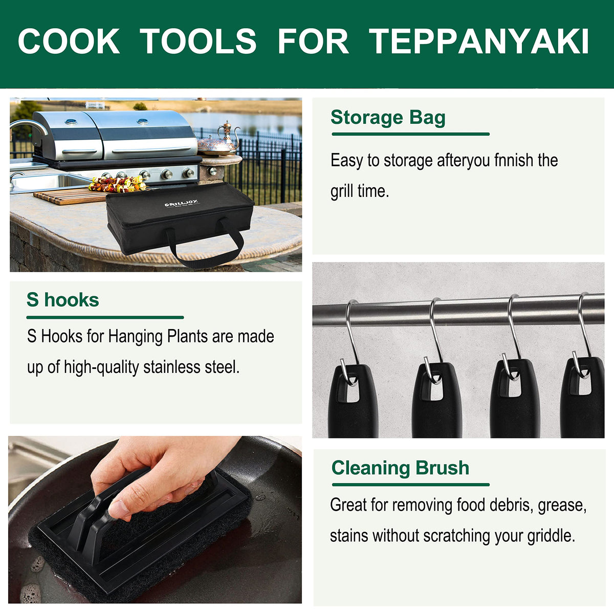 Grilljoy 46PC Griddle Tool Set – Stainless Steel Spatula Kit