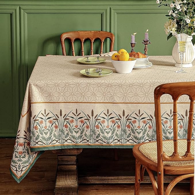 patdrea Vintage French Linen Tablecloth,Rectangular,87"x55"-Cudillero