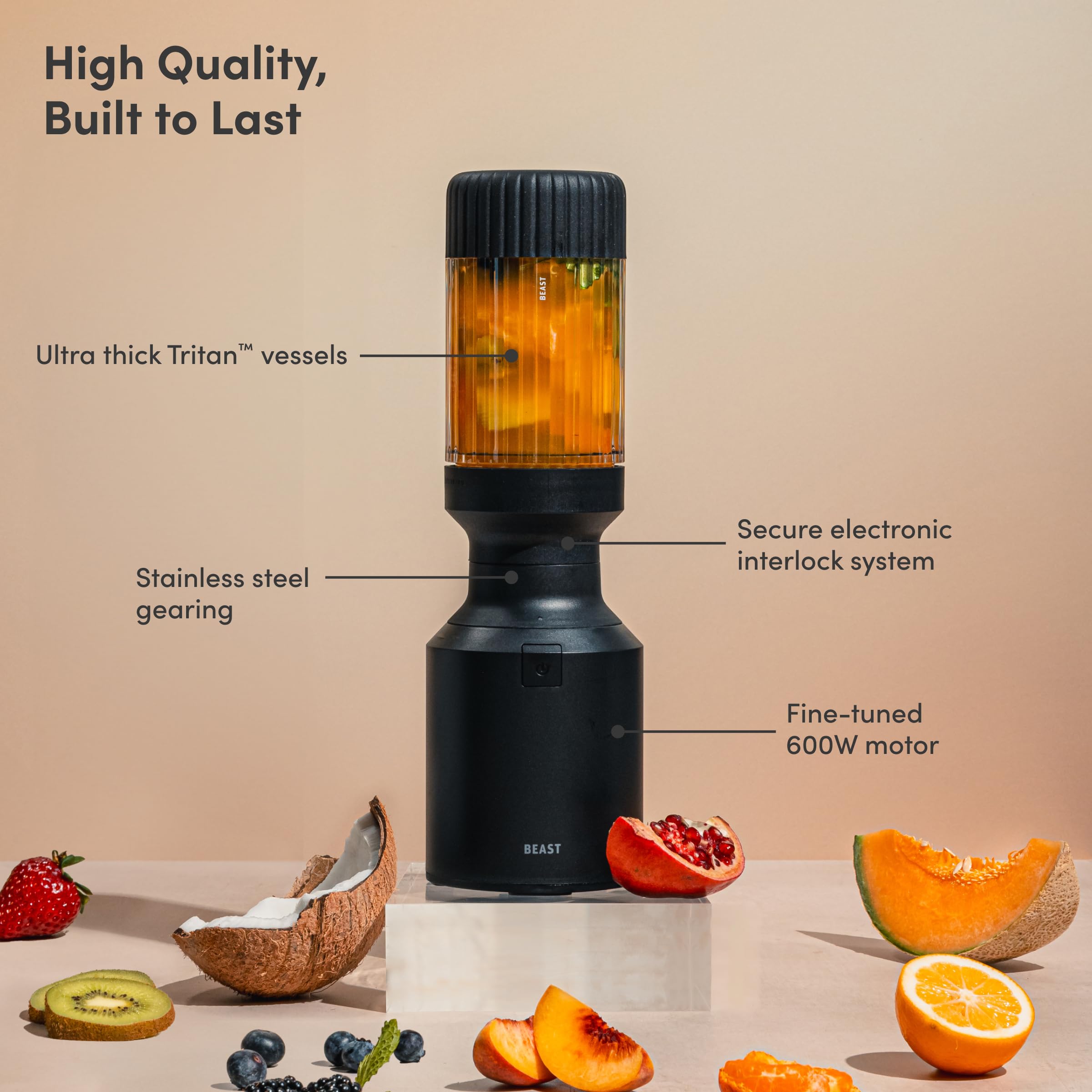 Beast Mini Blender, Countertop Kitchen Blender, Carbon Black, 600W