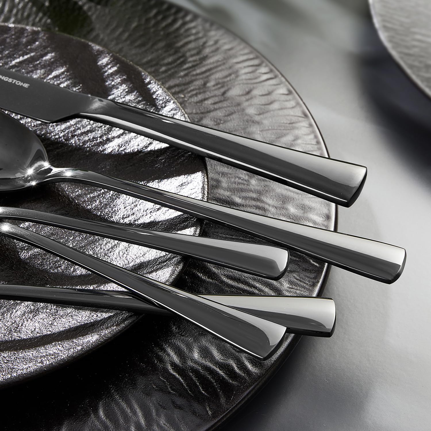 18/10 Flatware set for 4, 20 Piece Black Stainless Steel Silverware Set