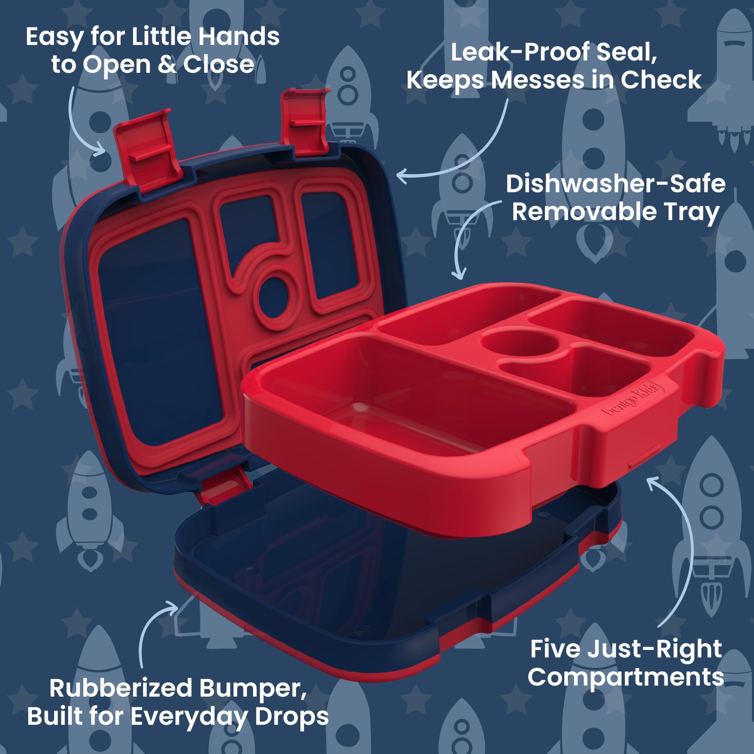 Bentgo Kids Prints Leak-Proof 5-Compartment Bento-Style Kids Lunch Box