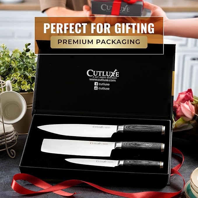 Cutluxe 3-Piece Chef Knife Set – Ultra Sharp Japanese Kitchen Knives