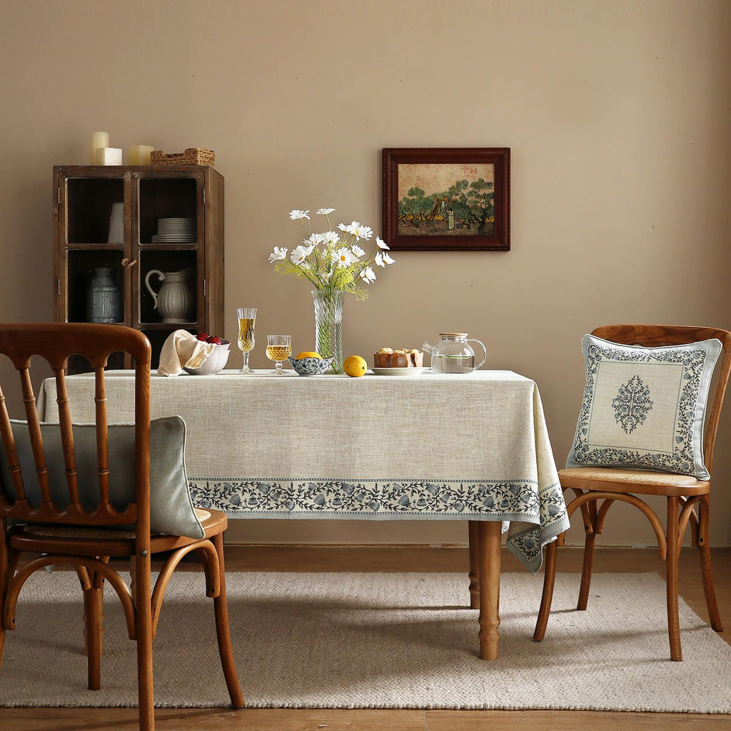 ISAENNE Designer Linen Rectangular Tablecloth,71"x55"-Segerman B