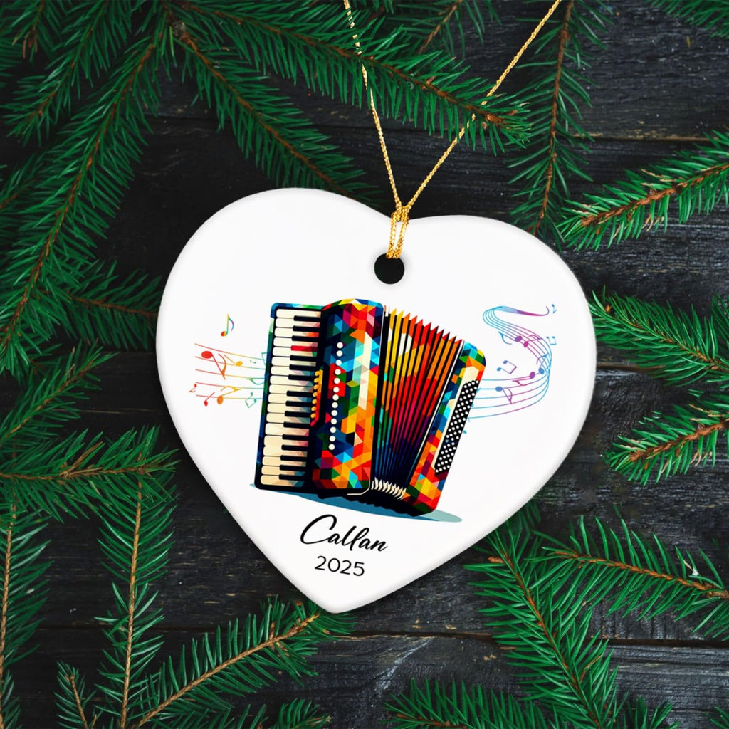 Accordion Ceramic Ornament 2026, Customized Name & Year Accordion Xmas Ornament Gifts for Accordionist, Musical Instrument Ceramic Ornaments Christmas, Accordionist Christmas Ornaments Keepsake Tree