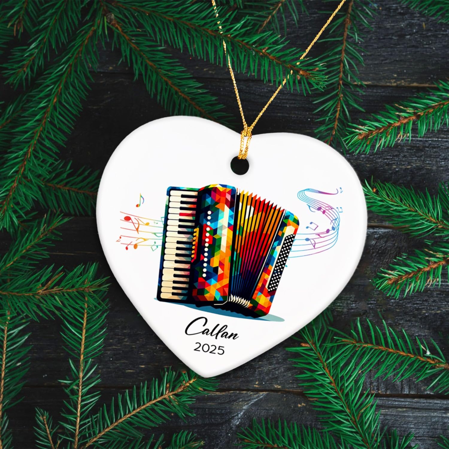 Accordion Ceramic Ornament 2026, Customized Name & Year Accordion Xmas Ornament Gifts for Accordionist, Musical Instrument Ceramic Ornaments Christmas, Accordionist Christmas Ornaments Keepsake Tree