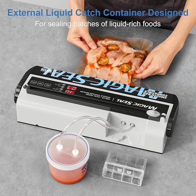 MAGIC SEAL MS175 Nozzle Vacuum Sealer for Mylar Bags, Smooth Flat Pouches