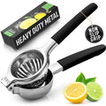 Zulay Kitchen Extra Large Lemon Squeezer Stainless Steel - Easy Squeeze Heavy Duty Lemon Juicer Hand Press - Ergonomic Citrus Squeezer & Fruit Juicer for Small Oranges, Lemons, & Limes - Silver