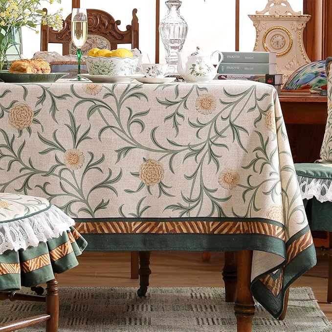 patdrea Vintage French Linen Tablecloth,Rectangular,71"x55"-Botticelli