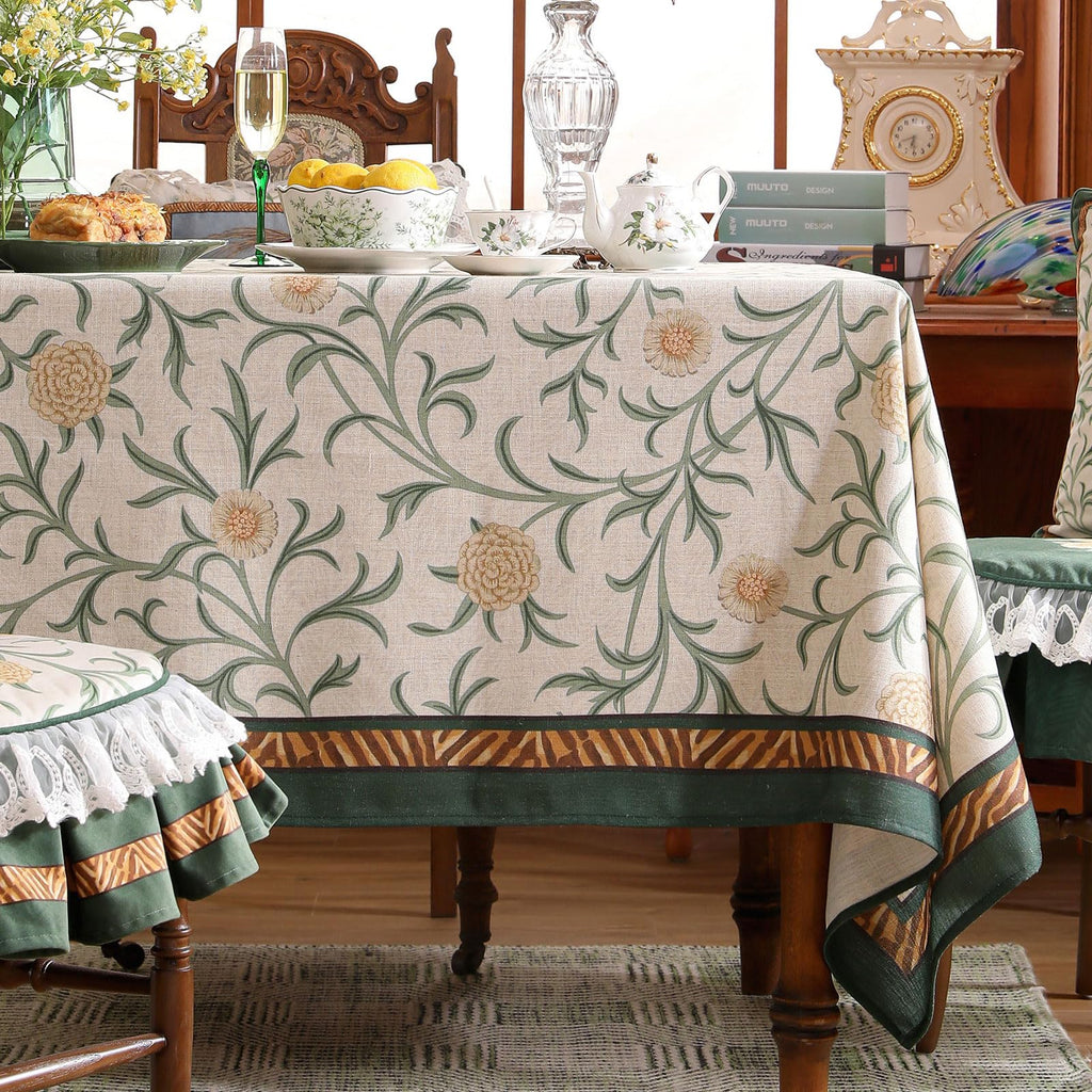 patdrea Vintage French Linen Tablecloth,Rectangular,118"x67"-Botticelli