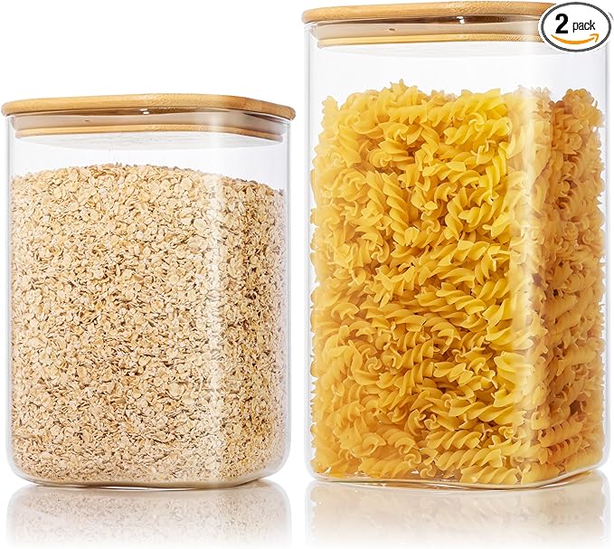 168oz & 84oz Large Glass Storage Containers with Lids for Pantry Storage-2P