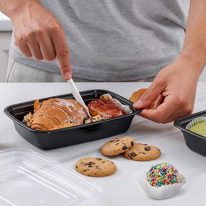 GUSTO 28 oz - 1 Compartment Meal Prep Containers with Lids – [50 Count] Reusable, Microwaveable, Dishwasher & Freezer Safe, BPA-Free Food Storage Boxes for Portion Control (Formerly Comfy Package)