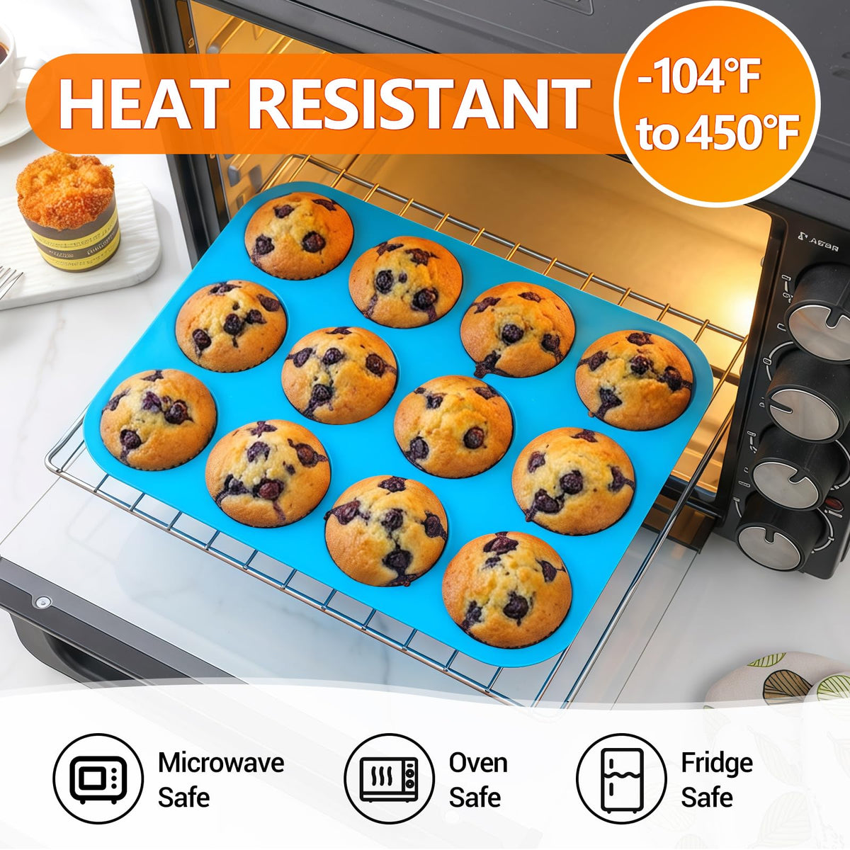 GOKCEN's Silicone Egg Bite Molds 12 Cups Silicone Muffin Pans for Baking