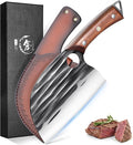 ROCOCO Japanese Serbian Chef Knife - Hand Forged Butcher Viking Cleaver