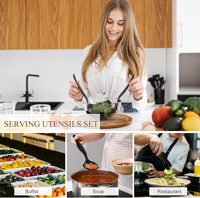Mwellewm 36Pcs Plastic Serving Utensils Set, Disposable Spoons Tongs Forks