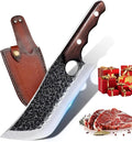 DRGSKL Hand Forged Meat Cleaver Knife with Belt Sheath and Gift Box