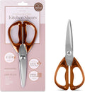 Rachel Zoe All Purpose Scissors, Scissors for Office, School or Art, Stainless Steel Sharp Shears with Large Handles, Dishwasher Safe (Brown/Silver)