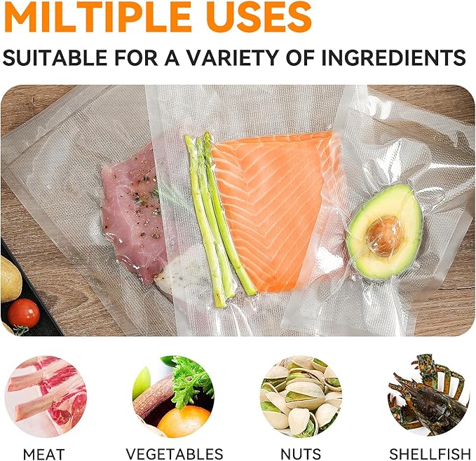 Vacuum Sealer Bags for Food, Quart 8″x 12″,Pint 6″×10″100 Pcs,BPA Free