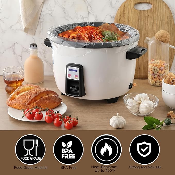 Slow Cooker Liners, 20 Pack Disposable Slow Cooker Bags for Crock Pot, BPA-Free and Easy to Clean, 13"x 21" (Fits 3-8 Quarts)