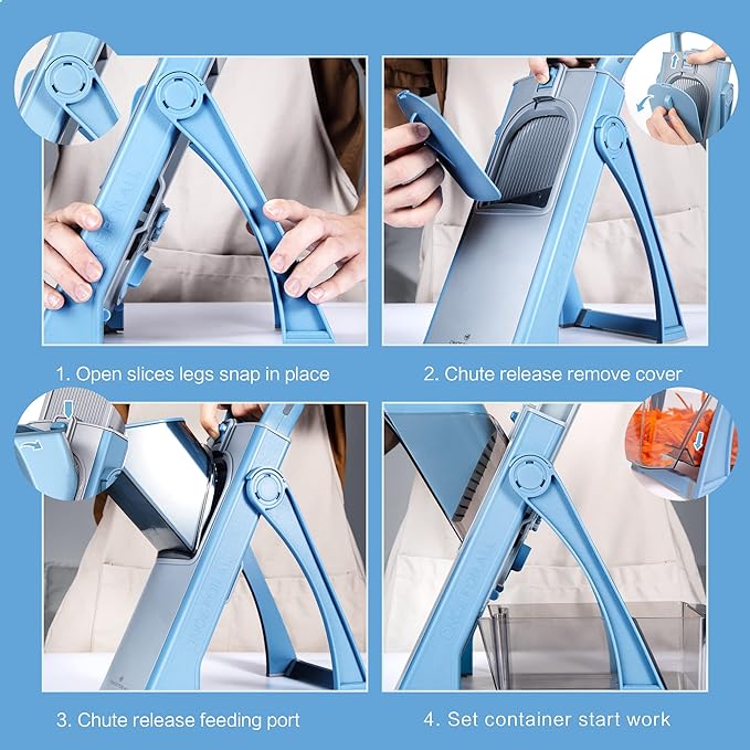 ONCE FOR ALL Upgrade Safe Mandoline Slicer Plus, Bigger Size, SkyBlue