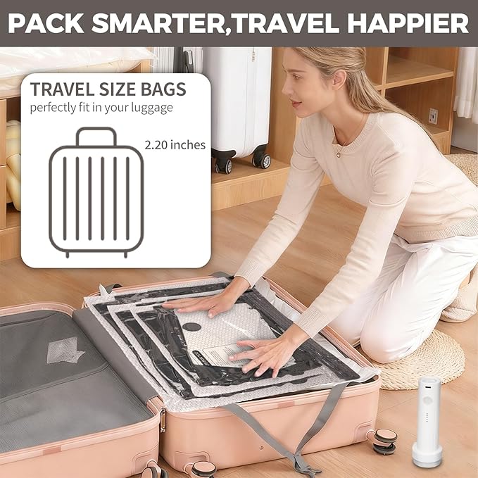 FIRRAX 9 Pack Vacuum Storage Bags for Travel with Pump, 3 Sizes