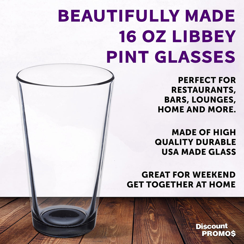 Libbey Pint Glass 16 oz. Set of 10, Bulk Pack - Beer Glasses, Heavy Duty Drinkware - Black