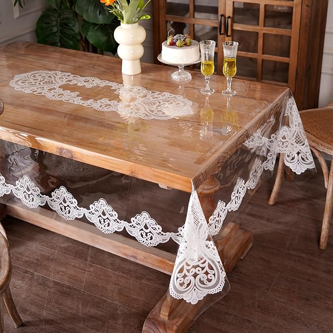 Artbloss Clear Table Cover Protector Rectangle Vinyl Table Cloth, 60" x 84"