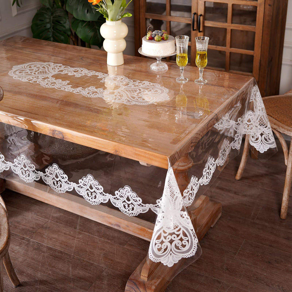 Artbloss Clear Table Cover Protector Rectangle Vinyl Table Cloth, 60" x 84"