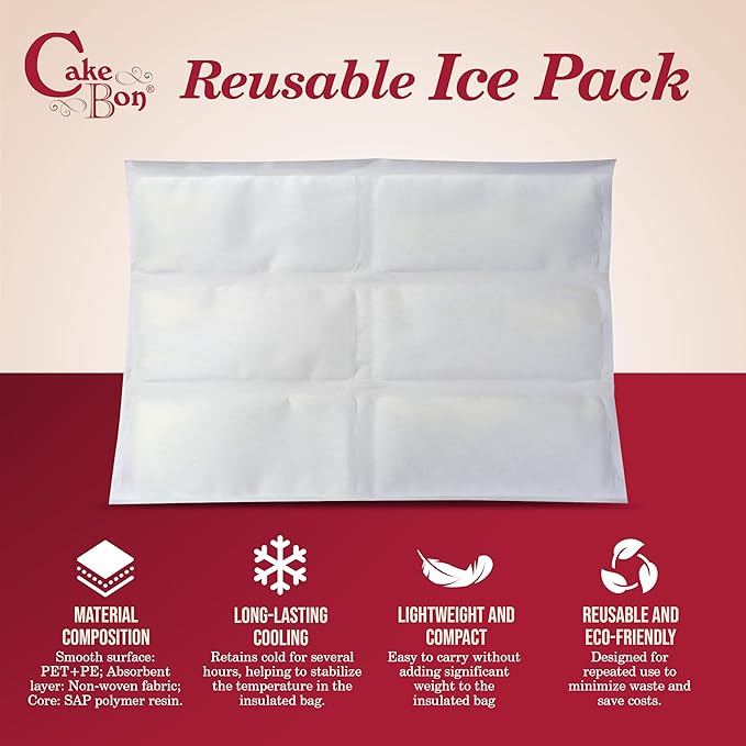 Cakebon 8" Insulated Cake Bag with Ice Pack Cooler Carrier 1Pack