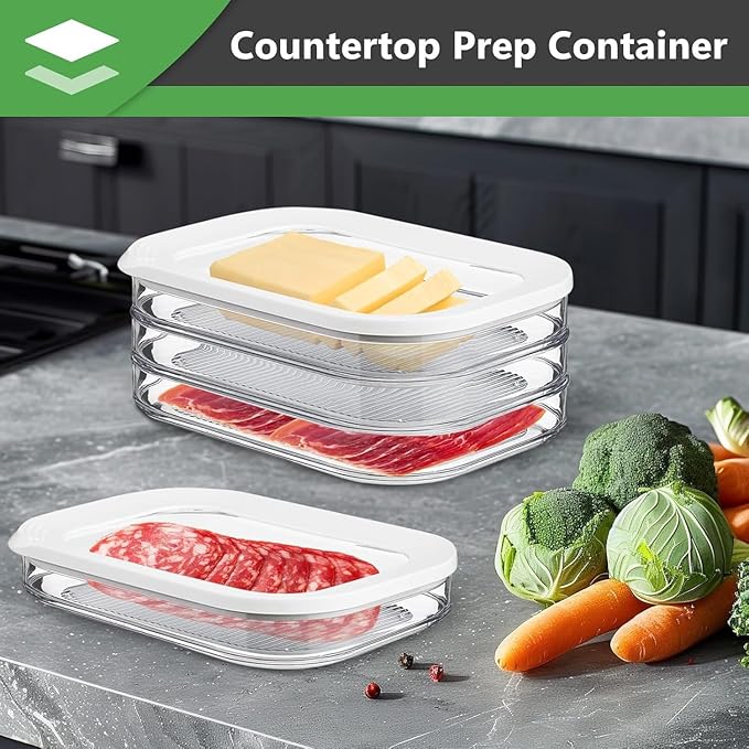 NEEJUM Deli Meat Container for Fridge, Stackable Lunch Meat Container for Refrigerator, Transparent Deli Meats Containers with Lid for Cold Cuts,Salami, Meal Prep Containers, BPA Free, 3pcs