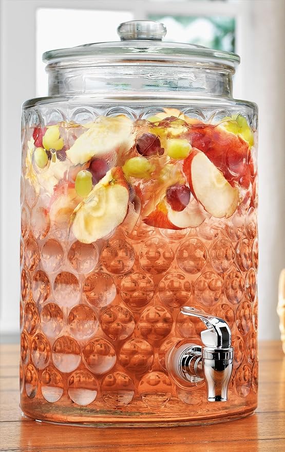 2-PACK Capri Drink Dispenser - Glass Beverage Dispenser, 100% Leakproof Spigot Perfect For Parties And Daily Use Lead-Free Glass, Beautiful Design