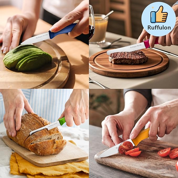 Vegetable and Fruit Knives set,Sharp Serrated Paring Knife,Ergonomic Handle