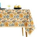 ISAENNE Vintage French Linen Square Small Tablecloth,55"x55"-Flora A