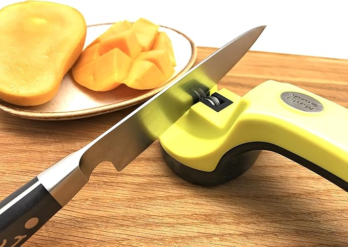 Master Grade Heavy Duty Tungsten Manual Knife Sharpener, Knife Sharpeners for Kitchen Knives (Lime)