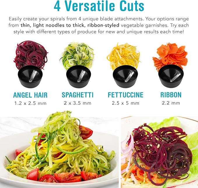 Shine Kitchen Co. SES-100 Electric Vegetable Spiralizer with No Slip Veggie Grip