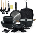 BECIGAR 23pcs Ceramic Pots and Pans Set, Nonstick Detachable Handle Cookware, Induction Kitchen Cooking Set with Removable Handle,include Frying Pans & Saucepans Oven Safe(Green)