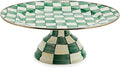 MACKENZIE-CHILDS Pedestal Platter, Large, Green-and-White Emerald Check
