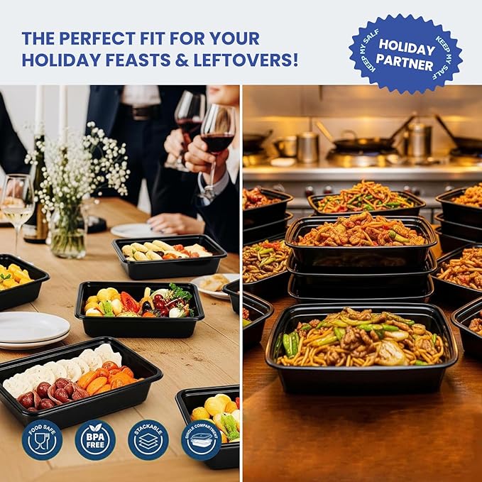38 oz 50 Pack Meal Prep Containers Reusable, Disposable To Go Food Containers with Lids BPA Free, Plastic Food Storage Containers Microwave/Dishwasher/Freezer Safe Take Out Containers for Leftovers