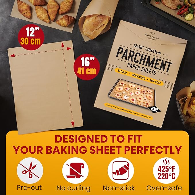 Precut Parchment Paper Sheets 12x16", 220 Pcs for Half Sheet Pans