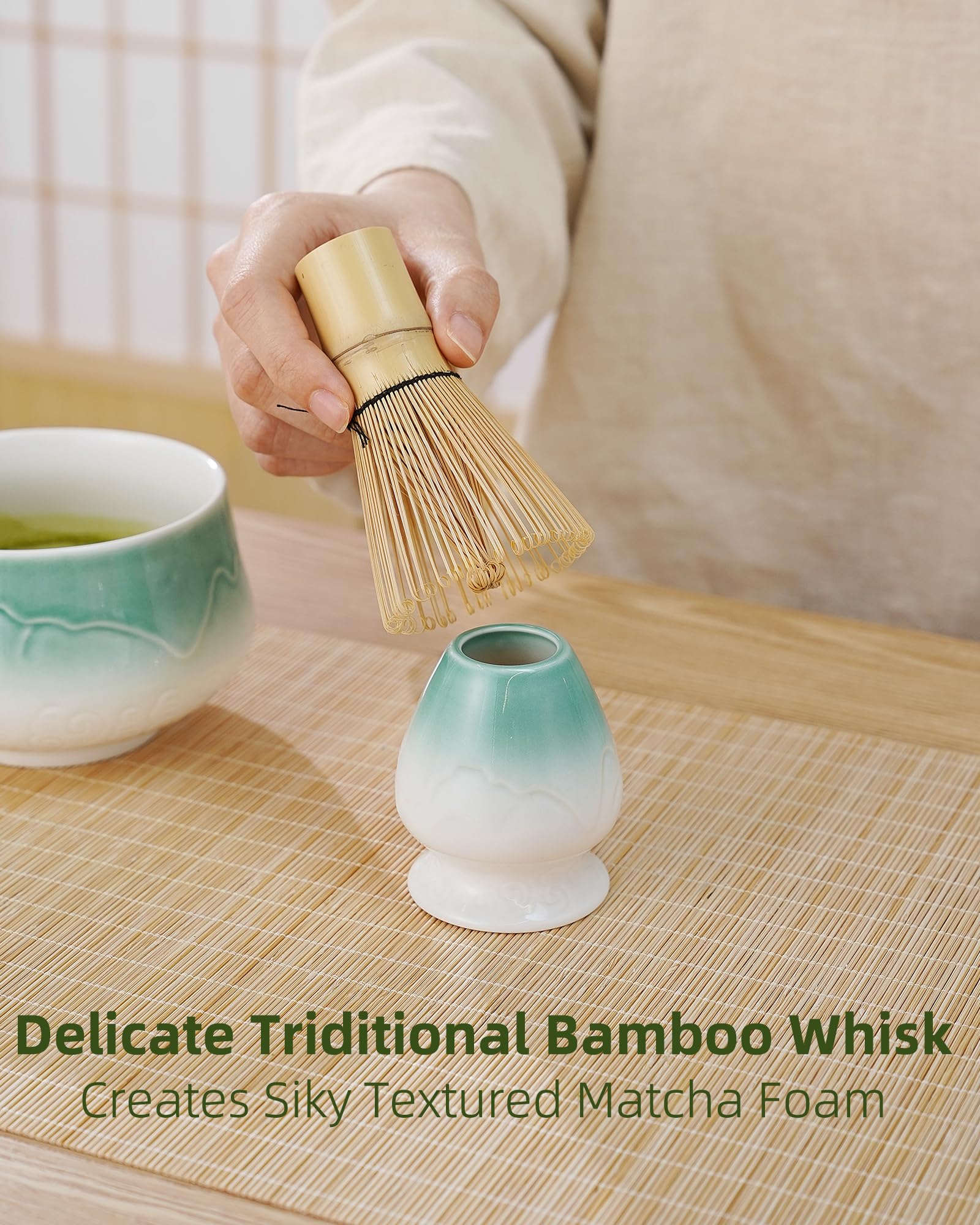 ZENS Premium Matcha Whisk Set, 5pcs Tea Ceremony Gift for Matcha Lovers