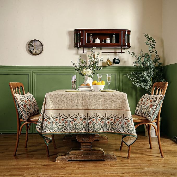 patdrea Vintage French Linen Tablecloth,Square,55"x55"-Cudillero