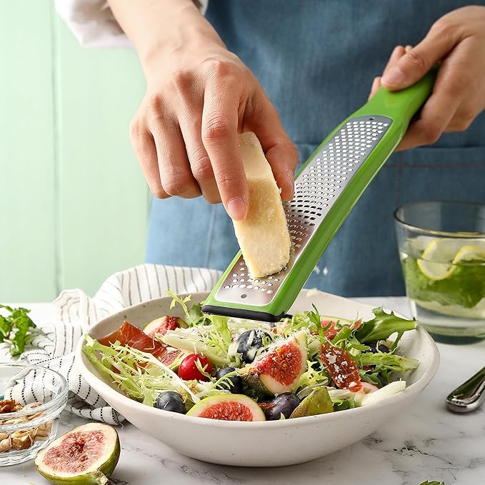 Spring Chef Stainless Steel Lemon Zester - Garlic & Ginger Grater - Green