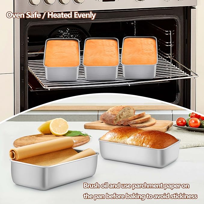 LIANYU Loaf Pans 9x5 Inch, 8 Pack Bread Pans for Baking, Stainless Steel