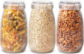 ComSaf Large Ribbed Glass Jars with Airtight Lids 51 oz 3 Pack Wide Mouth