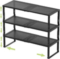 Jojocross Adjustable Expanable Stackable Spice Rack Shelf Pantry Storage Organizer for Kitchen Cabinet,Countertop,Bathroom and More.Space is no Longer Limited(3Packs/Black/Medium)