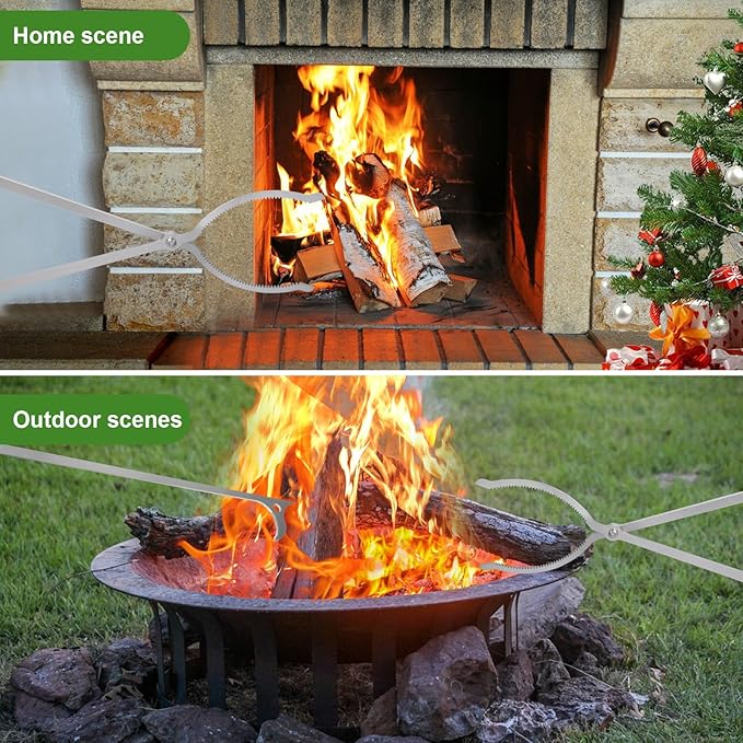 40" Fire Tongs Fire Pit Tongs Set, Stainless Steel Fireplace Tongs